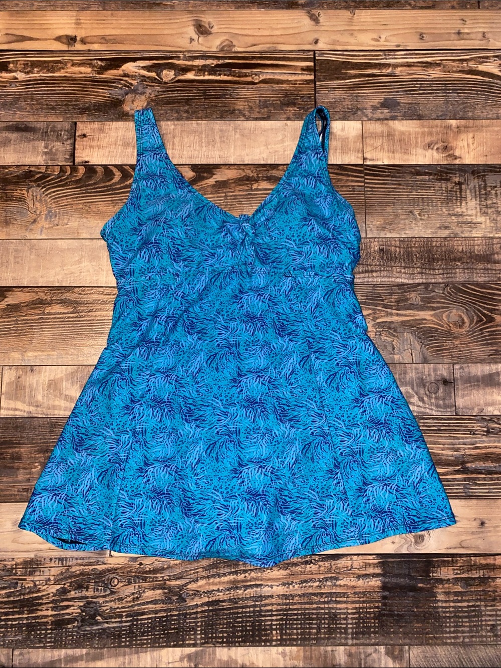 Carolinas Saltwater Blue Patterned Women’s One-Piece Swimdress